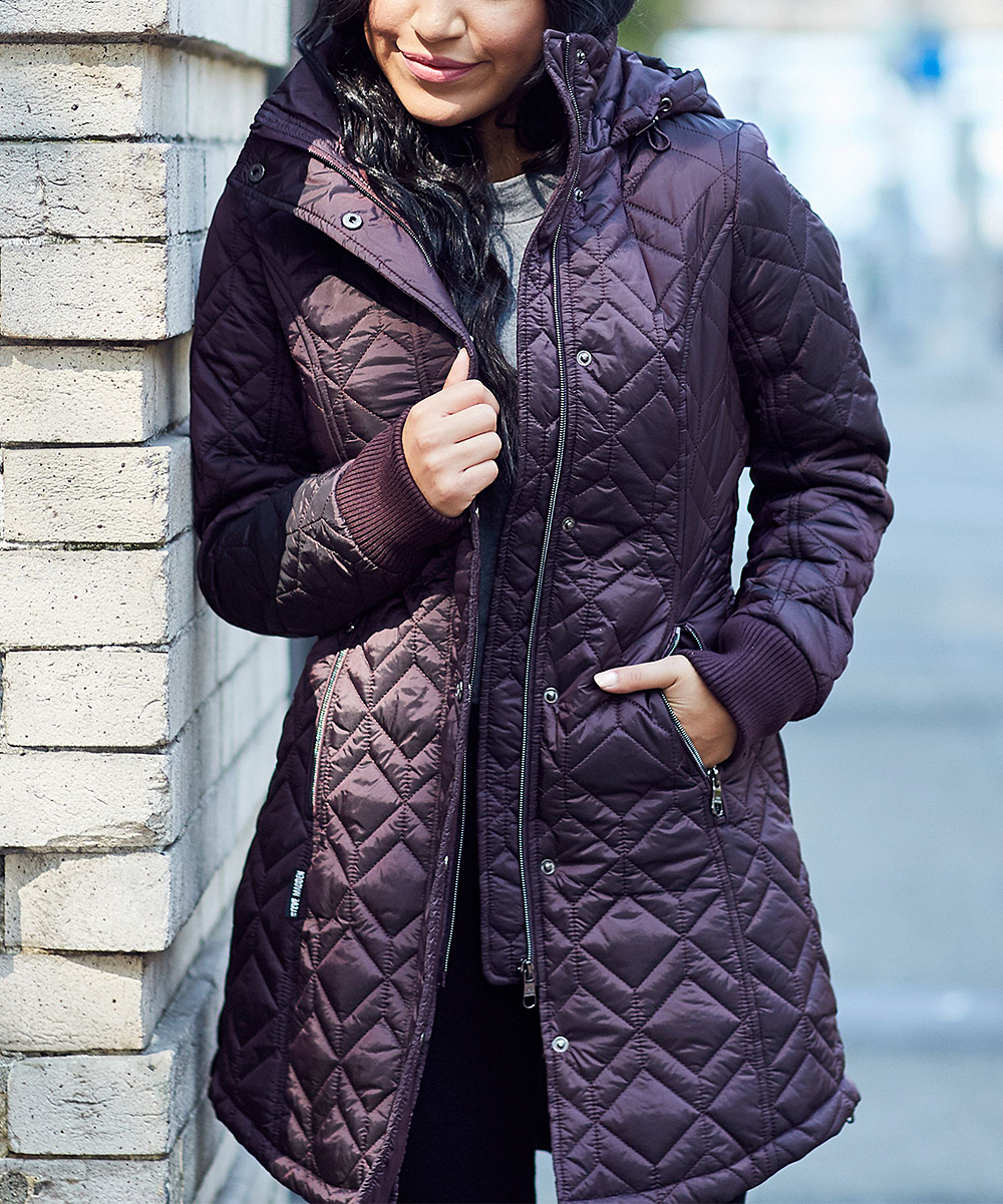woman wearing Hooded Quilted Coat