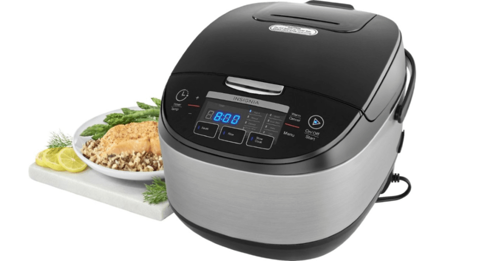 rice cooker on counter with food