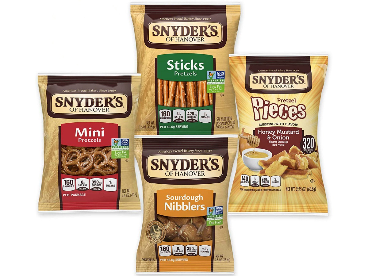 snyders mini pretzels, sticks, nibblers and pieces