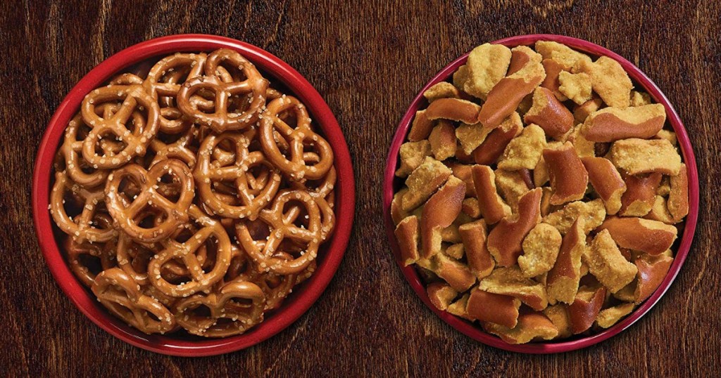 bowls of pretzels and twists