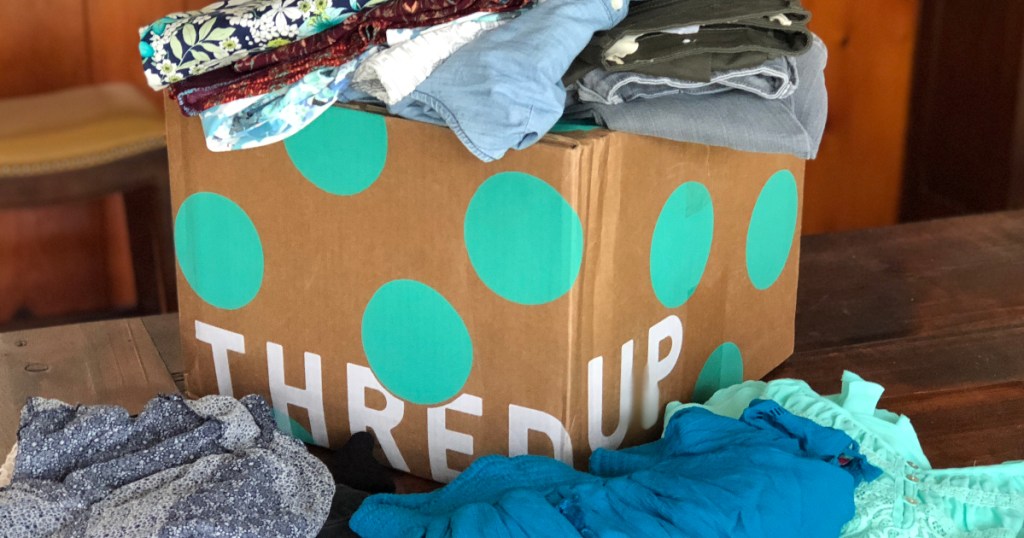 Thredup box with clothing