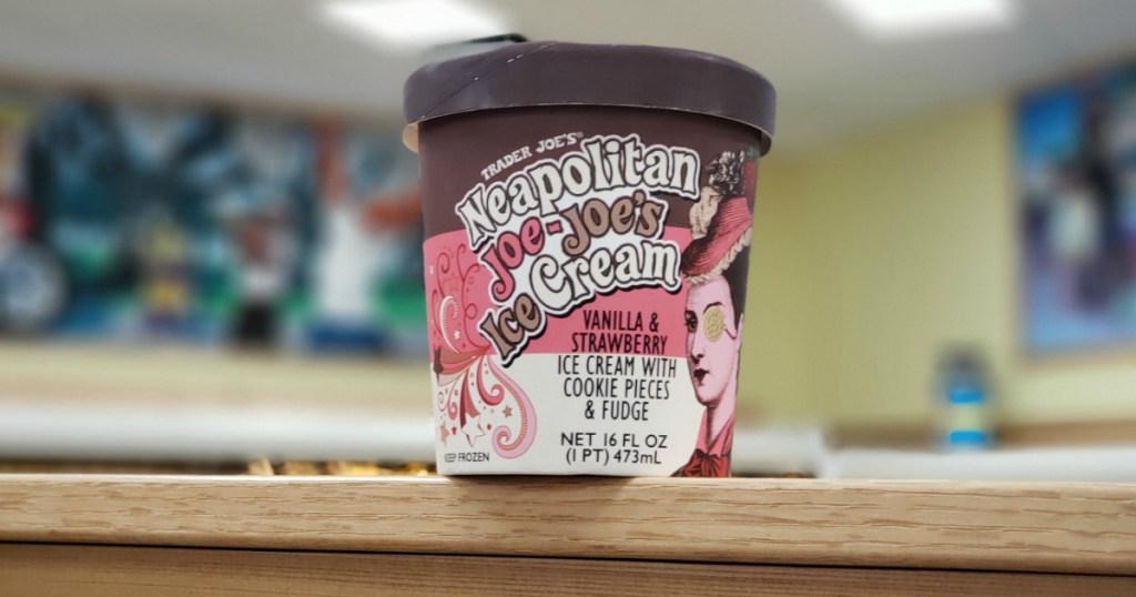 trader joes joe-joes ice cream with blurred background