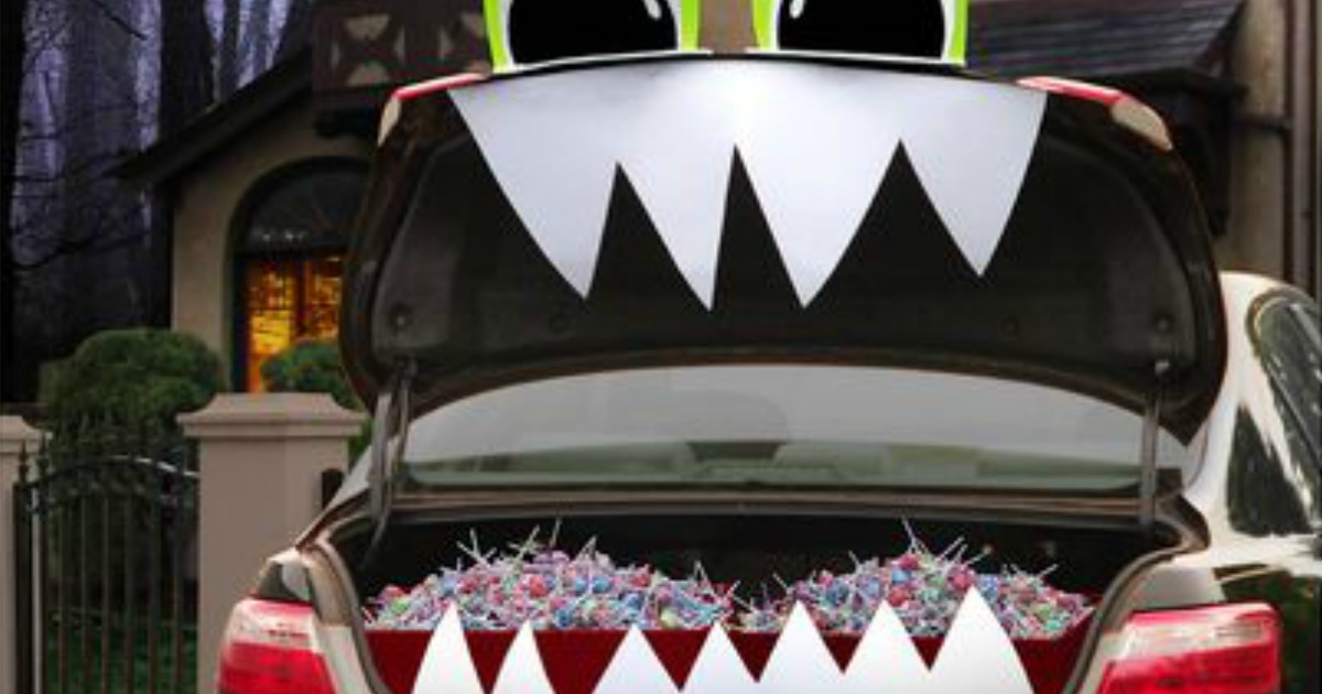 car trunk decorated like a monster mouth