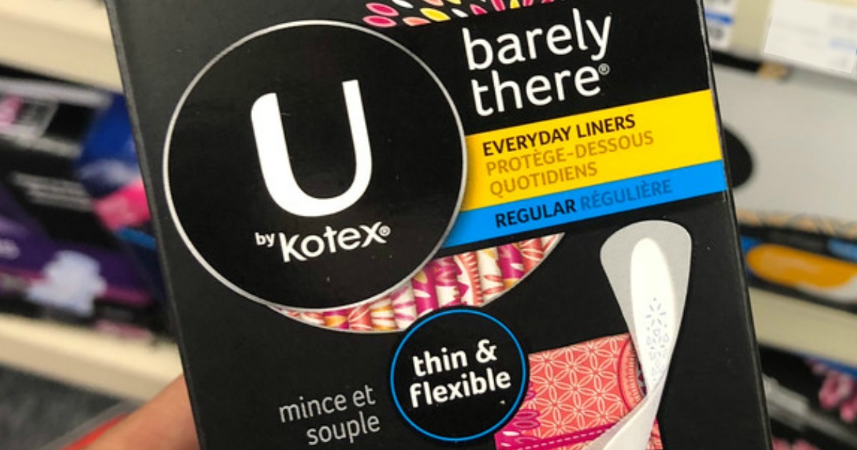 close up of u by kotex barely there liners box
