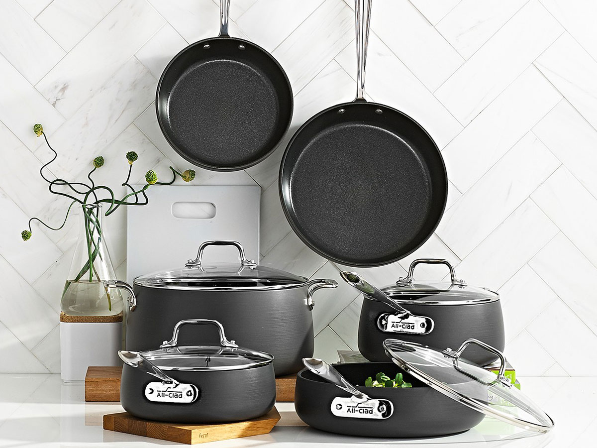 all clad hard anodized 10 piece cookware set