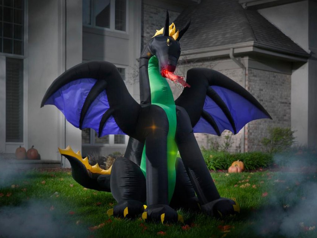 6 ft. Inflatable Lighted Dragon with Flaming Mouth