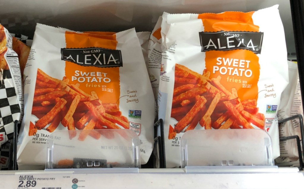 Freezer display of Alexia brand sweet potato fries