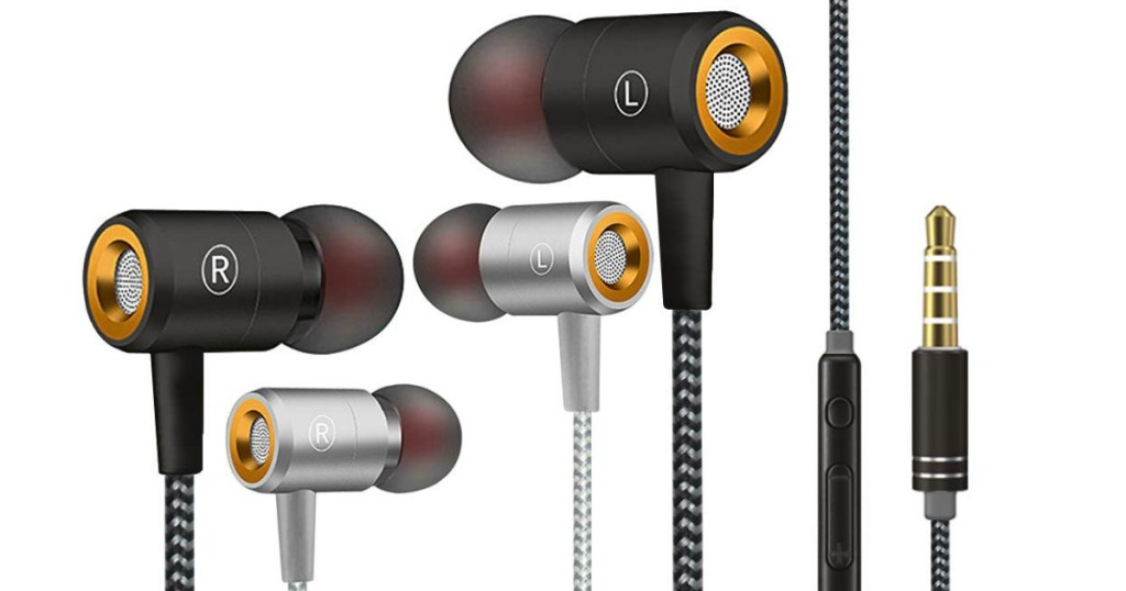 Amazon Earbuds - grey pair and a black pair