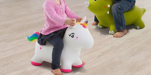 Jump-Along Ride-On Toys Only $17.99 at Zulily | Unicorn, Dinosaur, Monkey & Bunny
