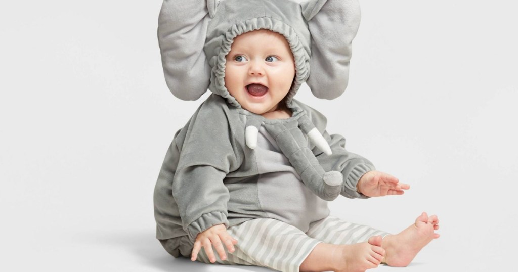 baby wearing elephant halloween costume