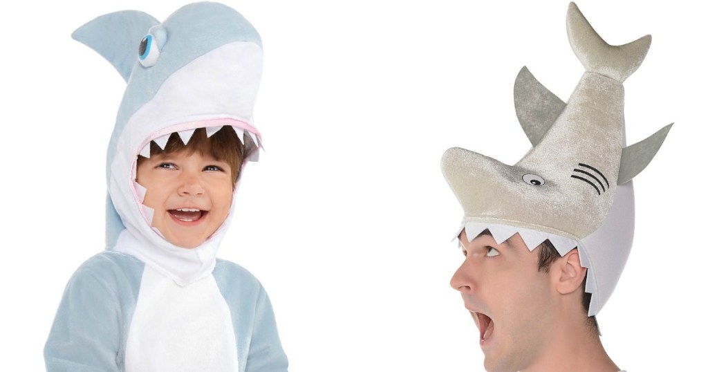 Kid in Baby Shark Costume with Dad in costume