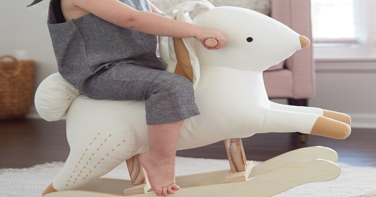 Big Bunny Rocker with small child rocking on it