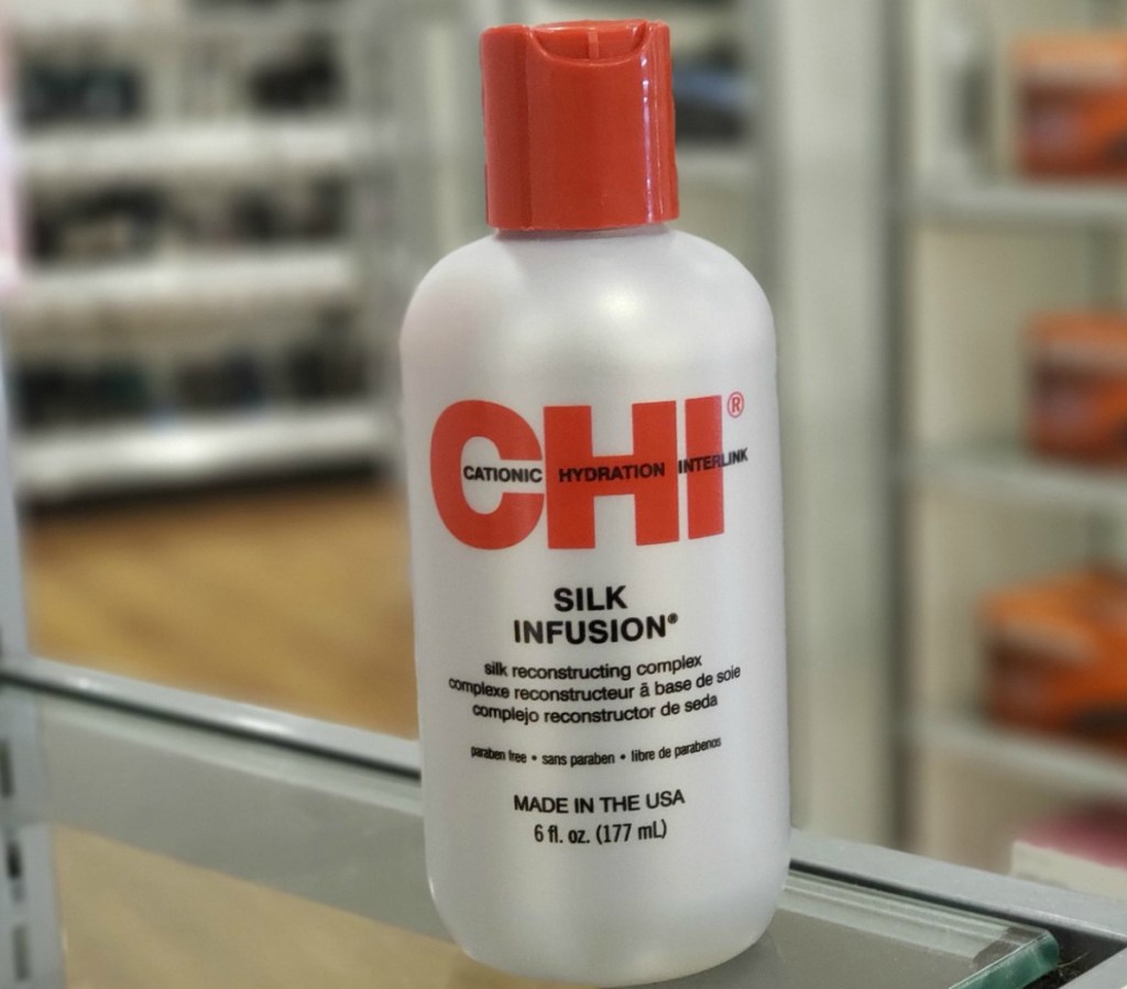 Bottle of CHI brand silk infusion 6-ounce size