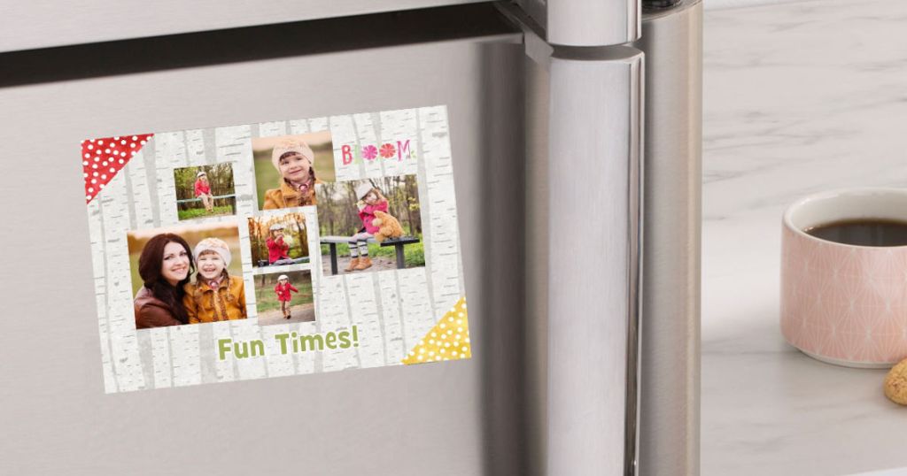cvs photo magnet on stainless steel fridge