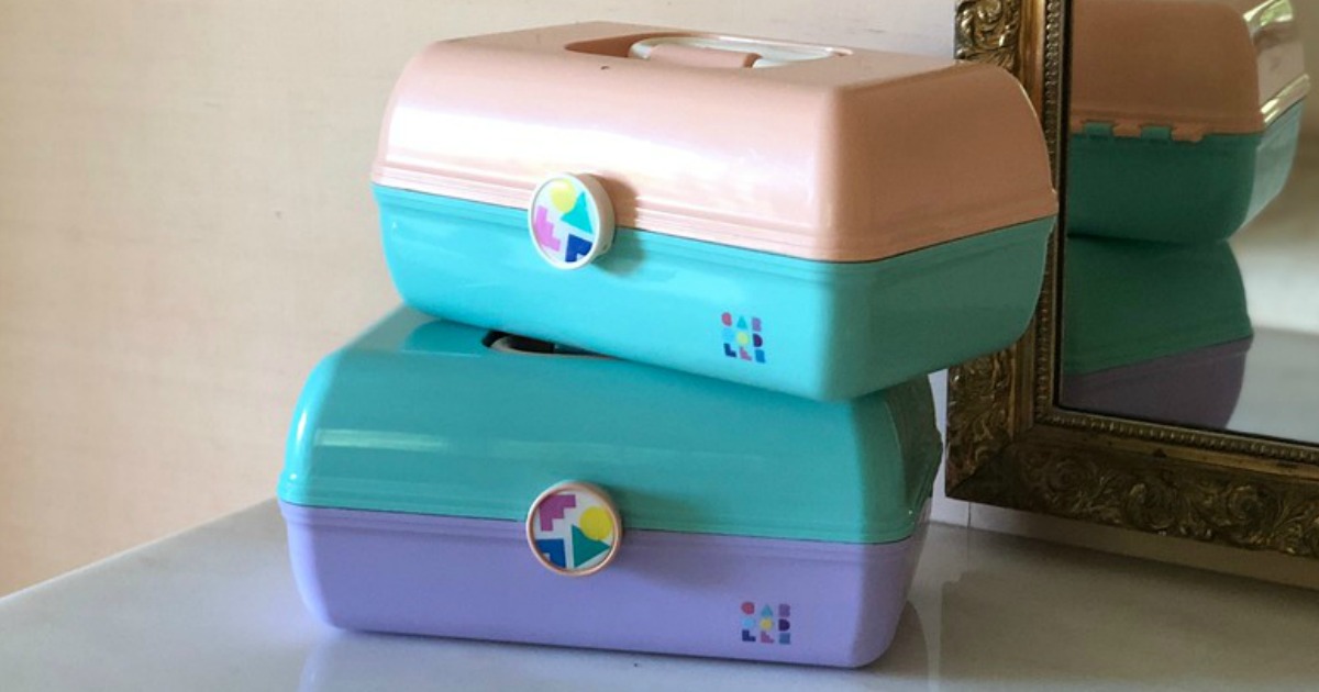 Caboodles sitting on a make-up vanity