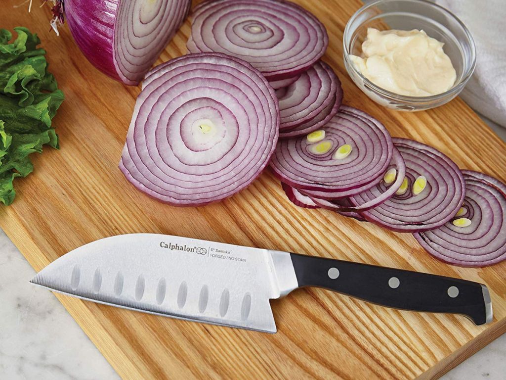 Calphalon Self-Sharpening Knife Set with onions