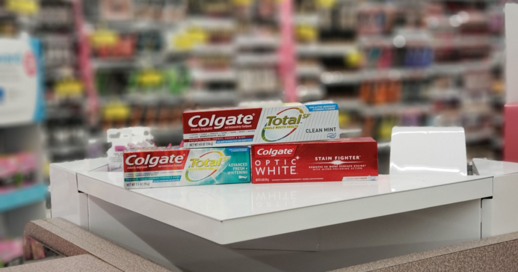 colgate toothpastes with blurry background