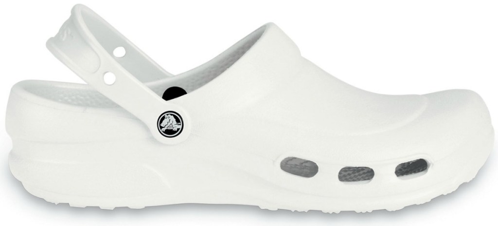 All white unisex Crocs clog