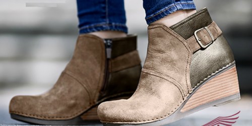 Dansko Women’s Suede Wedge Booties Just $89.99 | Stain Resistant w/ Memory Foam Footbed