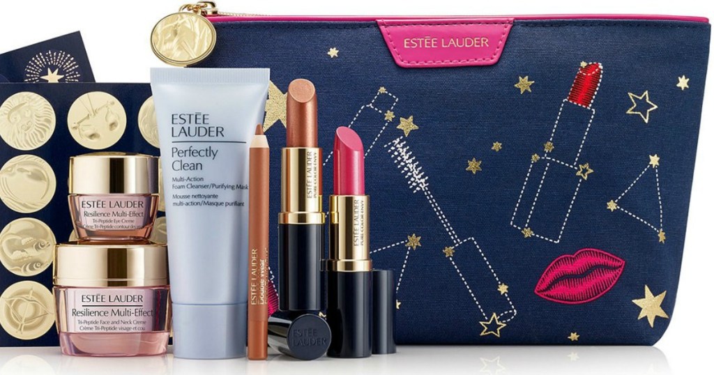 FREE Estee Lauder 7-Piece Gift Set with lipstick and mask