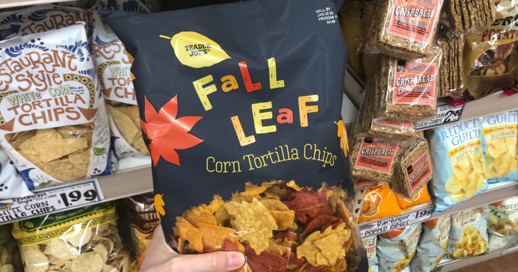 trader joes Fall Leaf Corn Tortilla Chips