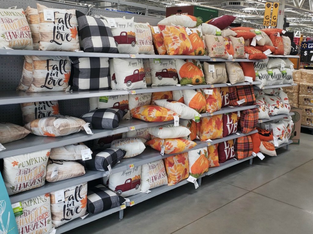 Fall Pillow Wall at Walmart