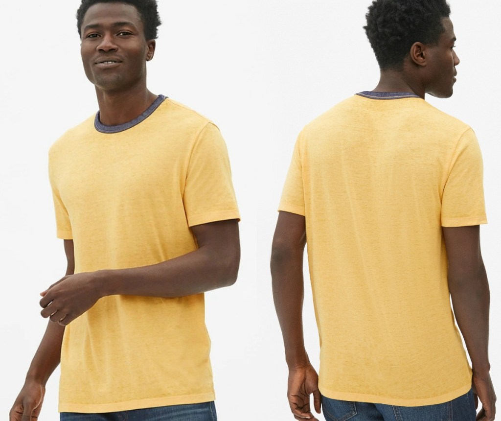 Gap Men's Crewneck Shirt in Yellow