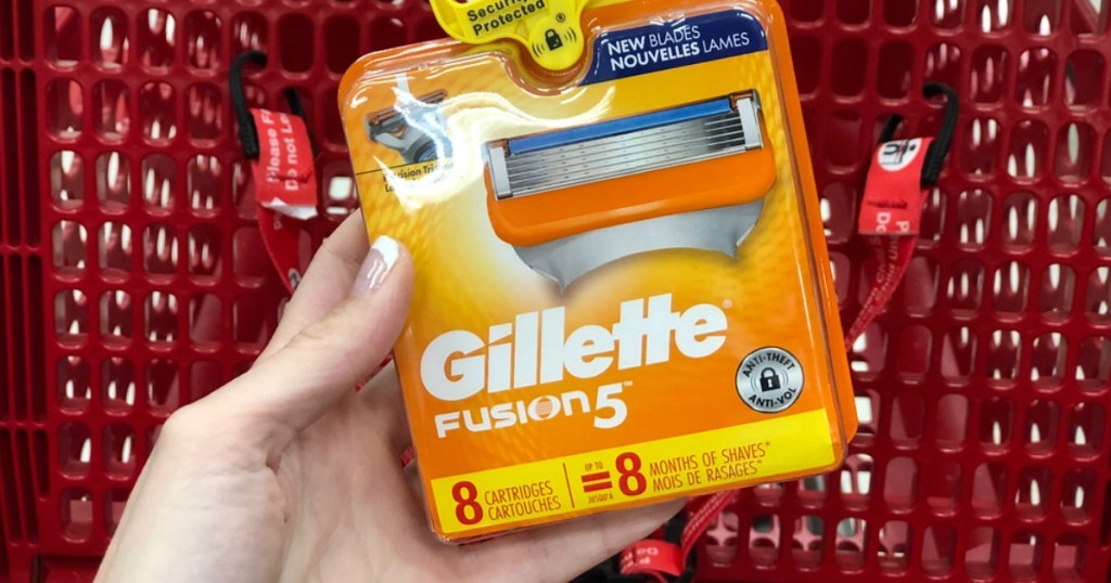 Gillette Fusion Power Razor Refill Cartridges 8ct being held by a woman