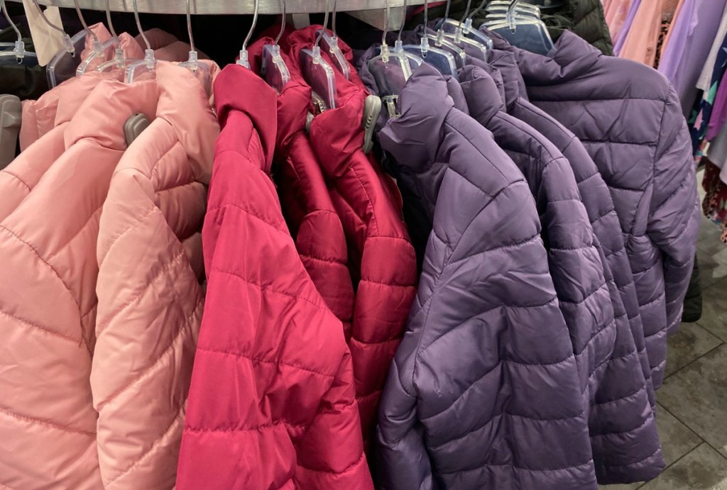 Girls Puffer Jackets on display at The Children's Place