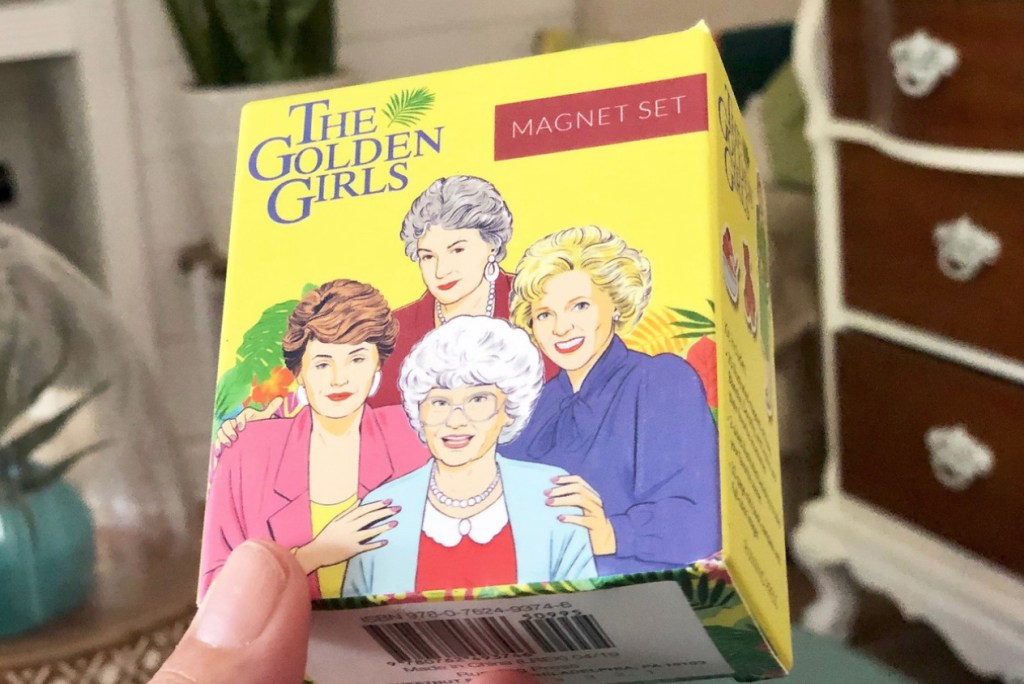 Hand holding Golden Girls Magnet Set Box