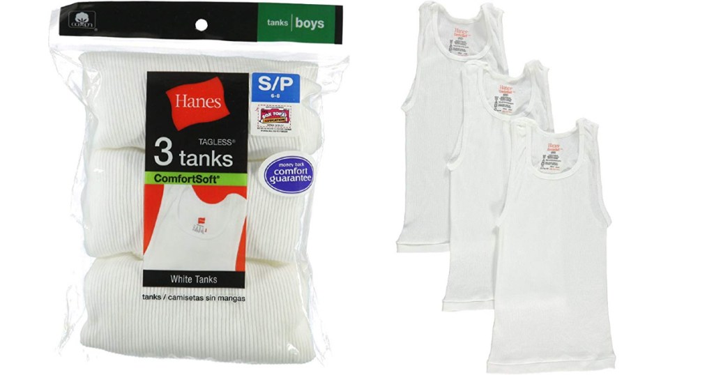 Hanes Boys' Tagless ComfortSoft Cotton A-Shirt 3-Pack