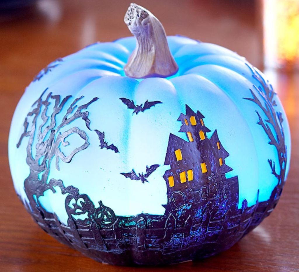 Haunted House Ceramic Pumpkin