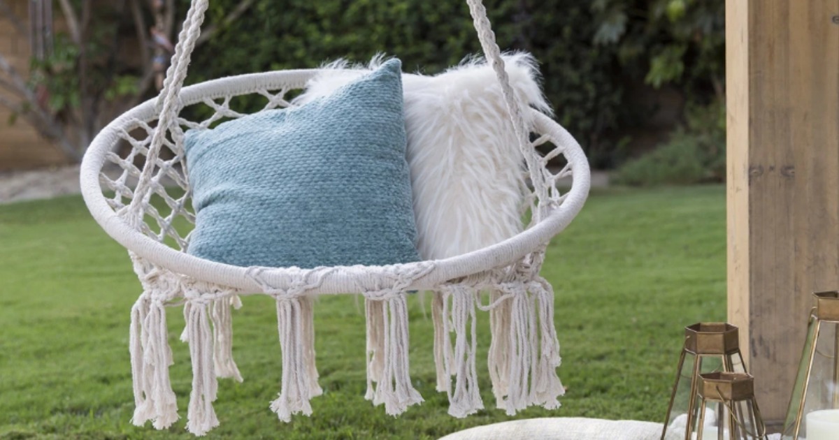 Macrame Hammock Hanging Chair Swing Only $57 Shipped (+ More Patio Deals!)