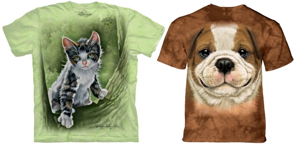 Kids Tees from The Mountain - cat and dog faces