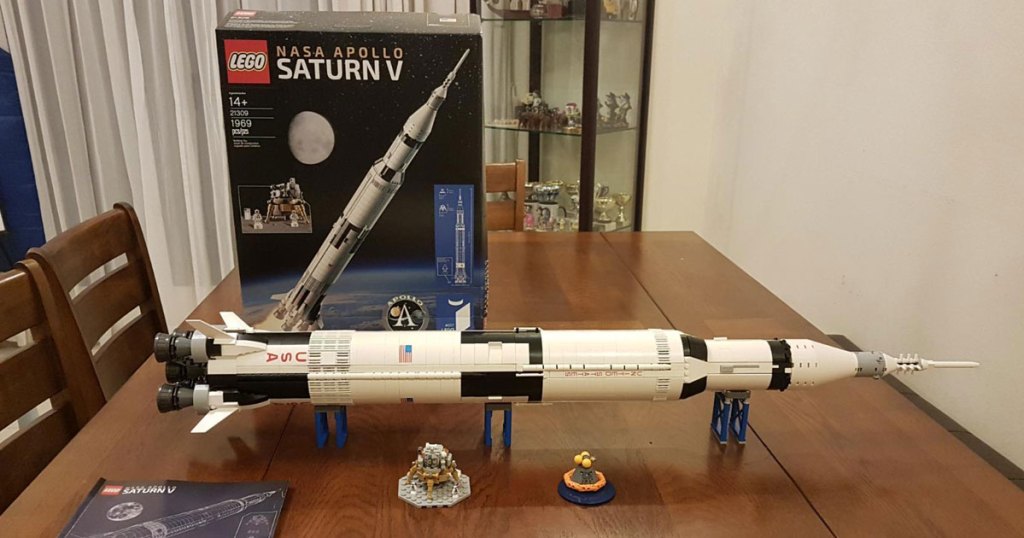LEGO Ideas NASA Apollo Saturn V on table built