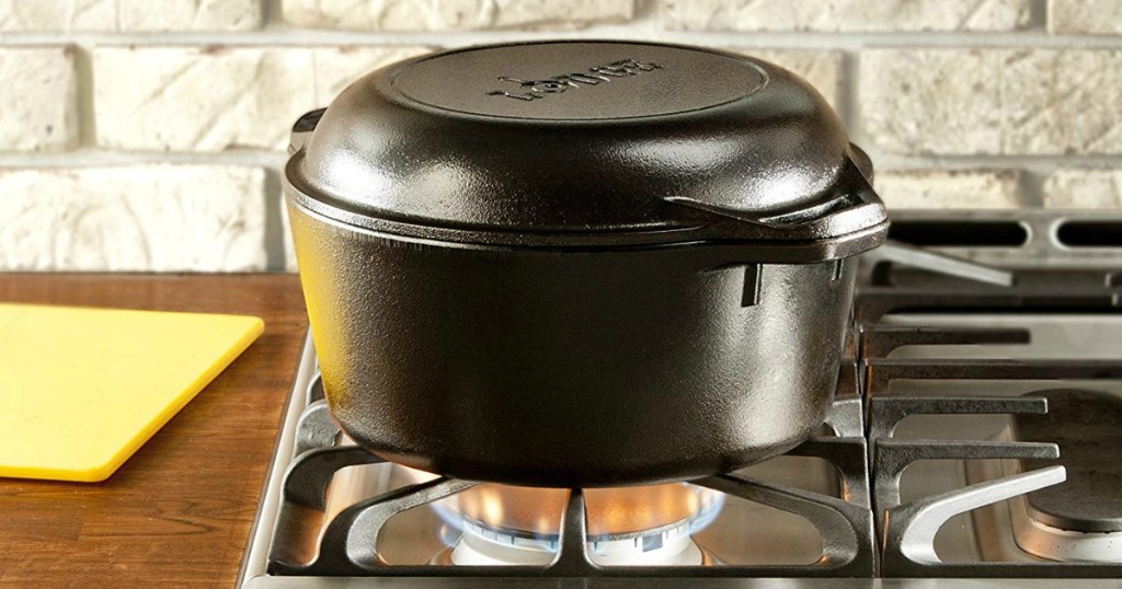 Lodge Dutch Oven with Lid on stove