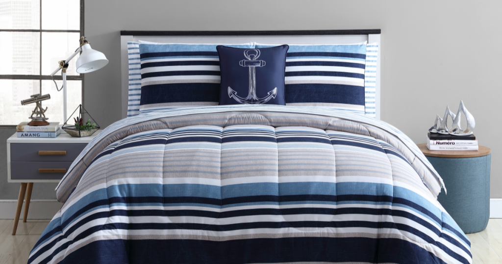 Mainstays Max Stripe bedding in room