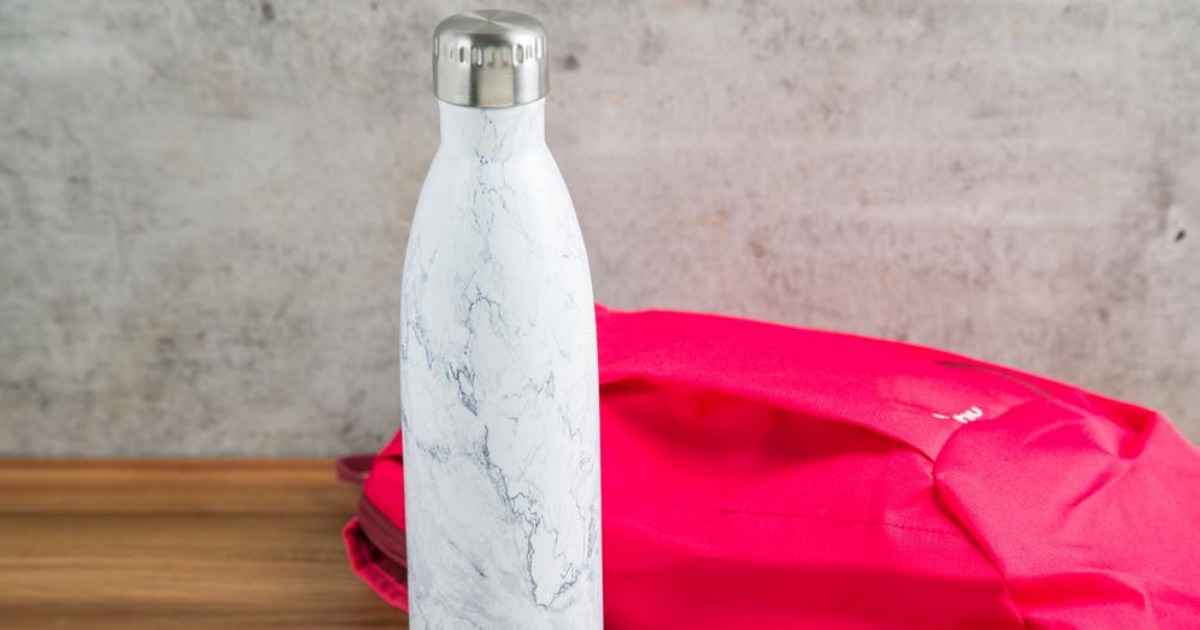 Manna Water Bottle in White Marble
