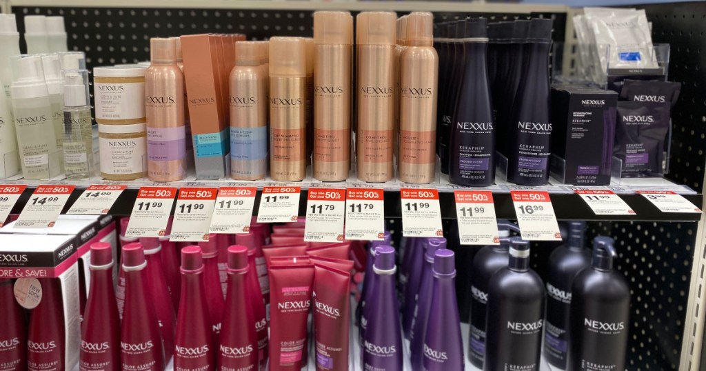 nexxus hair products on shelf at target