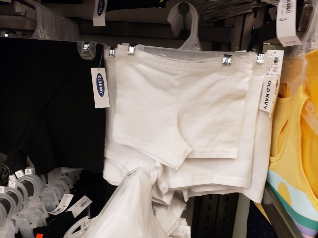 girl's shorts on hanger at Old Navy