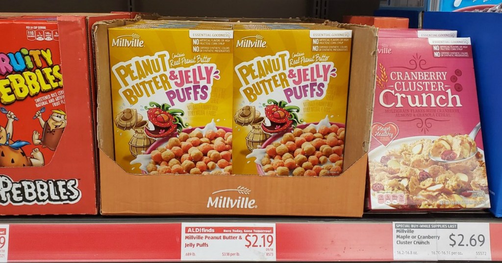 Peanut Butter Jelly Puffs Cereal at ALDI