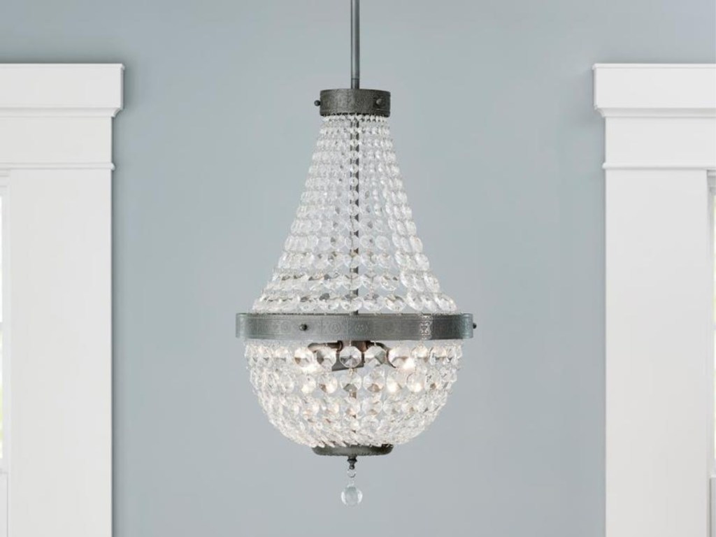 Portfolio Breely 3-Light Antique Silver Traditional Clear Glass Empire Chandelier