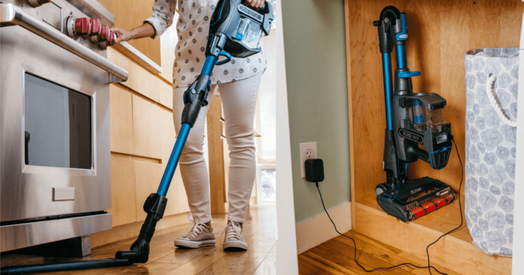 Shark IONFlex Factory Reconditioned Cordless Vacuum in kitchen and charging