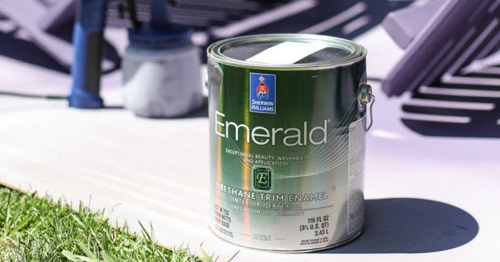 Can of Sherwin Williams Paint on outside patio