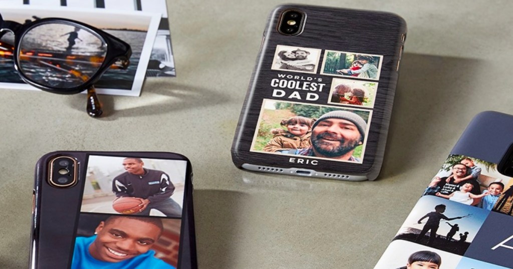 assorted shutterfly phone cases with phones on iphones
