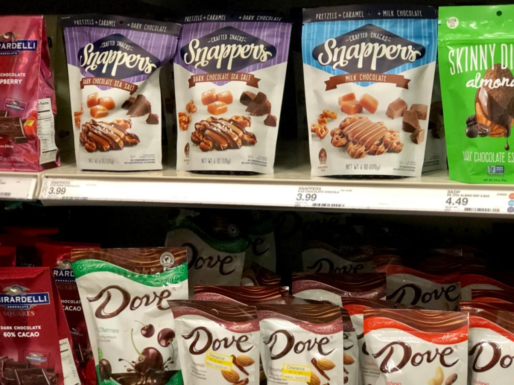 Snappers Chocolates on Target Shelf