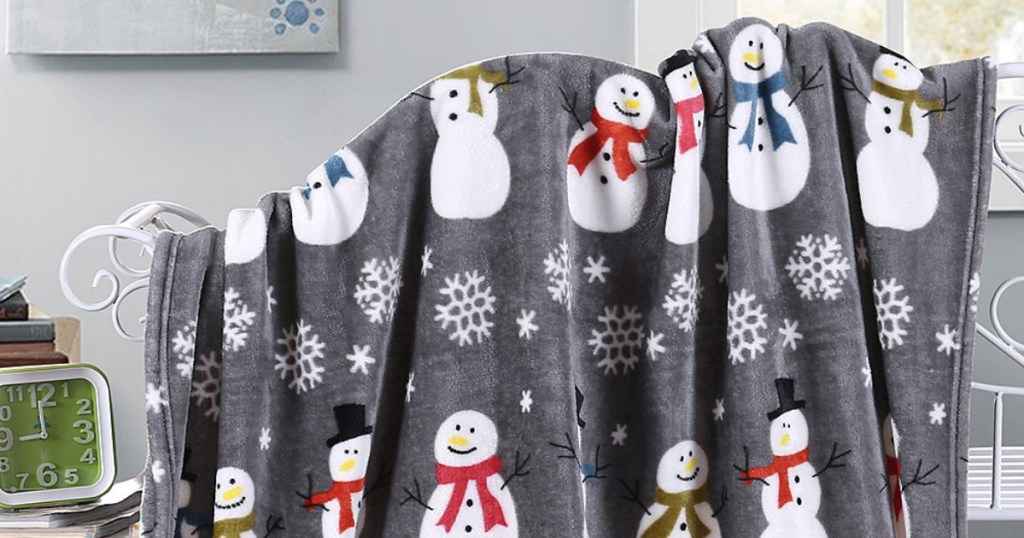 noble house cozy throw with snowman print