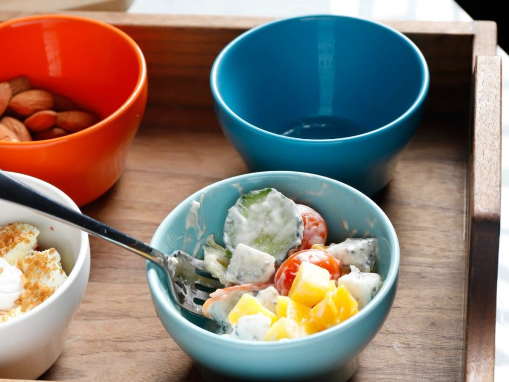 Assorted colors of dessert bowls