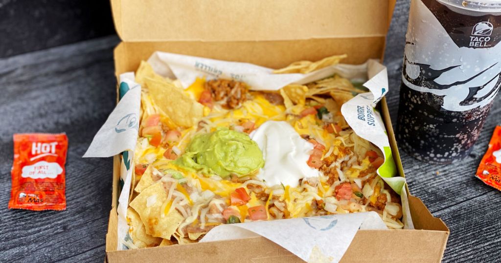 Taco Bell Grande Nachos Box w/ Drink Only $5 + FREE Bean Burrito