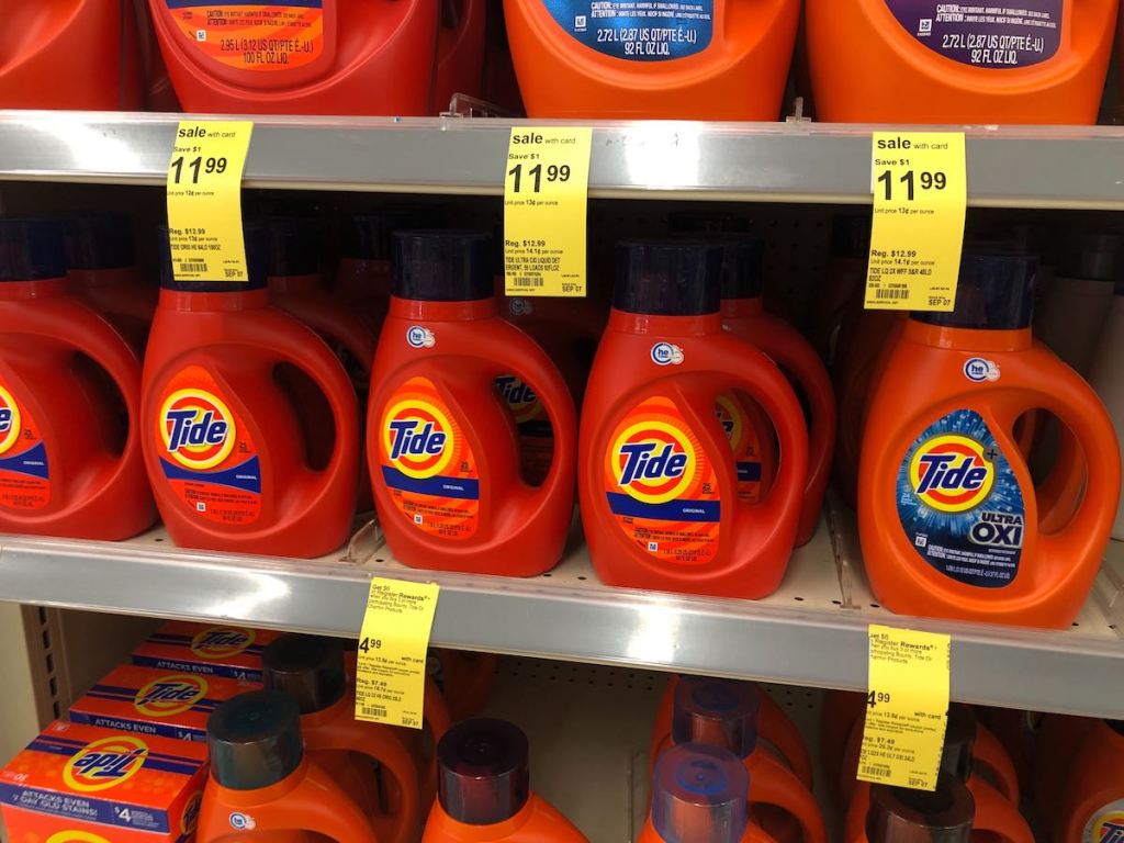 Tide Laundry Detergent on shelf at Walgreens